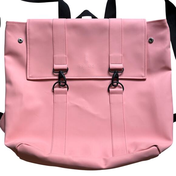Rains MSN Waterproof Backpack Light Pink Signature Bag 16x14” 5.5 Gallon main image 8